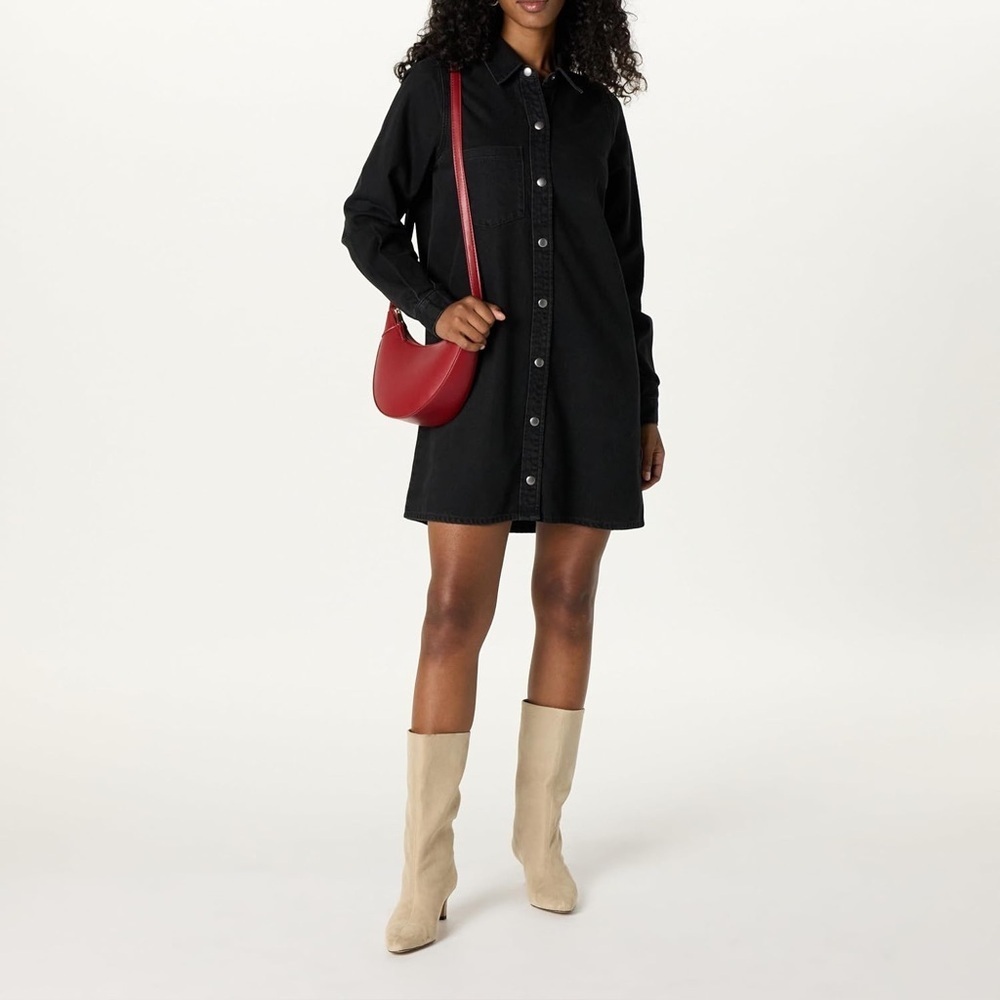NWT! The Drop Black Denim Katerina Button-Up Long Sleeve Dress. Size Small. - Picture 12 of 12